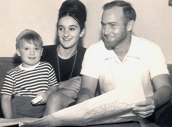Clay Hubbs with family after traveling through North Africa and the Middle East in 1964.