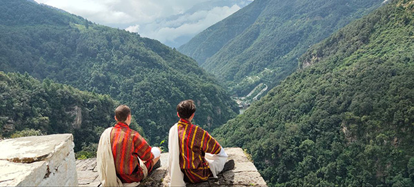 The view from Trongsa Dzong, a 400-year-old fortress, overlooks Central Bhutan's narrow valleys.