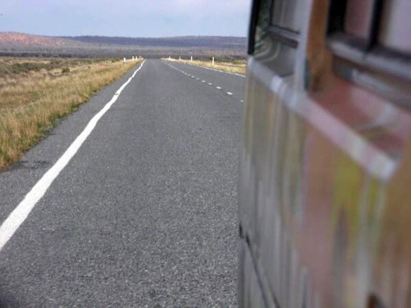 Road in Australia as seen from a campervan.