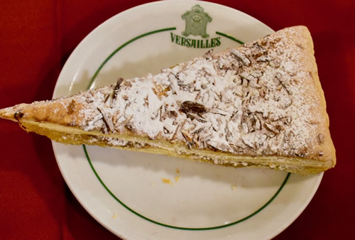 Pumpkin filled pastry topped with hazelnuts at 'Versailles' in Lisbon.