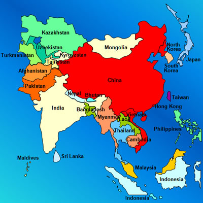 Cultural travel in Asia map.