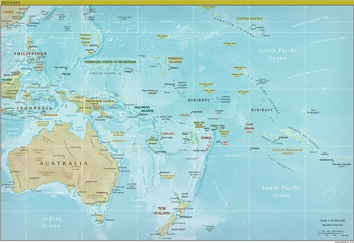 Map of Australia and Australasia