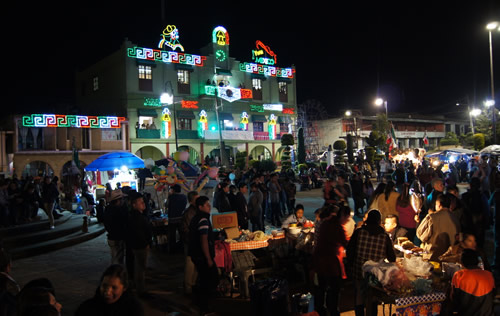 Town fair at night in central Mexico