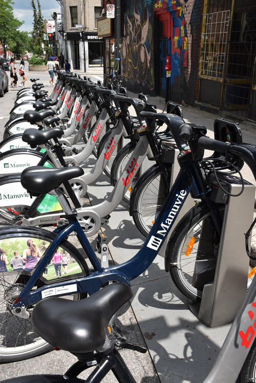 BIXI bicycles can be rented throughout Montreal.