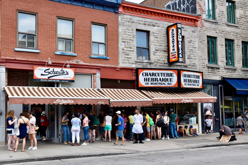 Schwartz smoked meat deli, a fixture on most walking tours in Montreal.