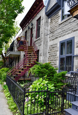 Victorian architecture in Montreal: Outdoor winding staircases.