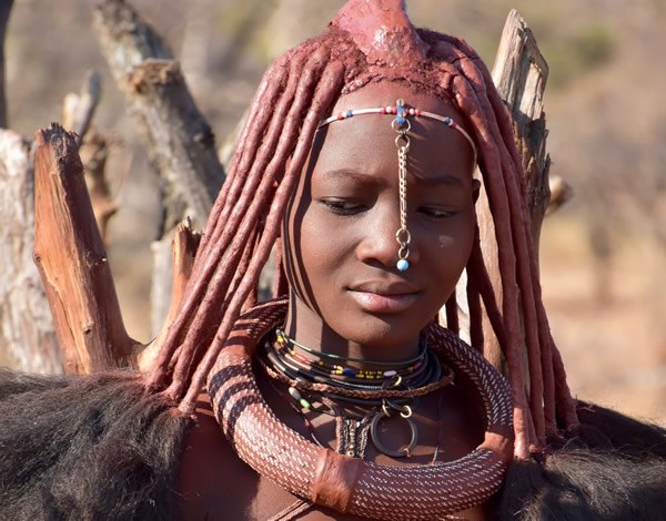 Himba girl in her daily attire in Angola.