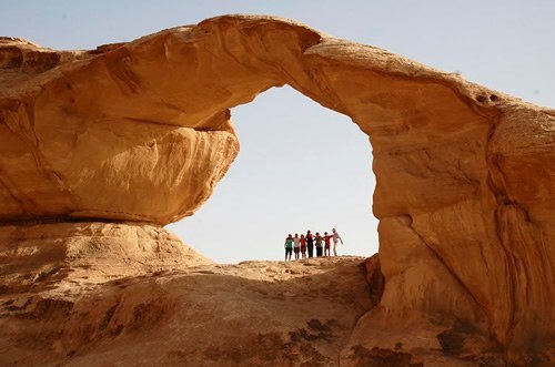 Group travel hiking in Jordan.