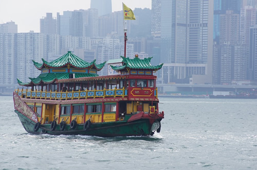 A boat ride in Hong Kong.