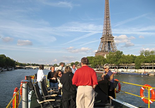 Barging on the Seine river in Paris.