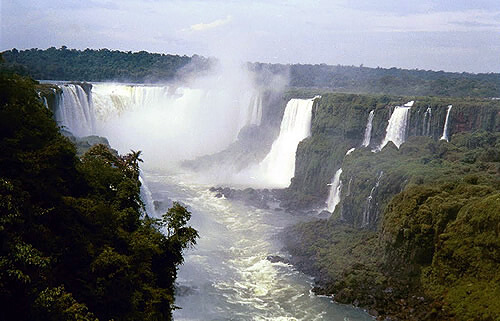 The Iguacu falls in Brazil.