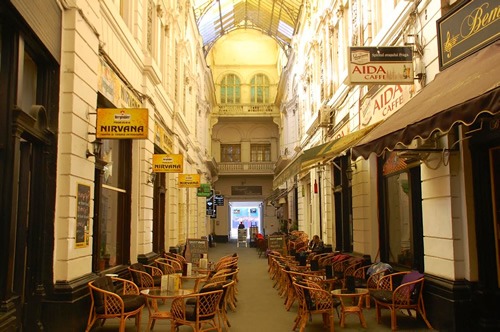Covered passage in the Lipscani district of Bucharest.