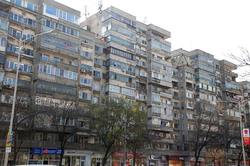 Apartment blocks from communist era in Bucharest.