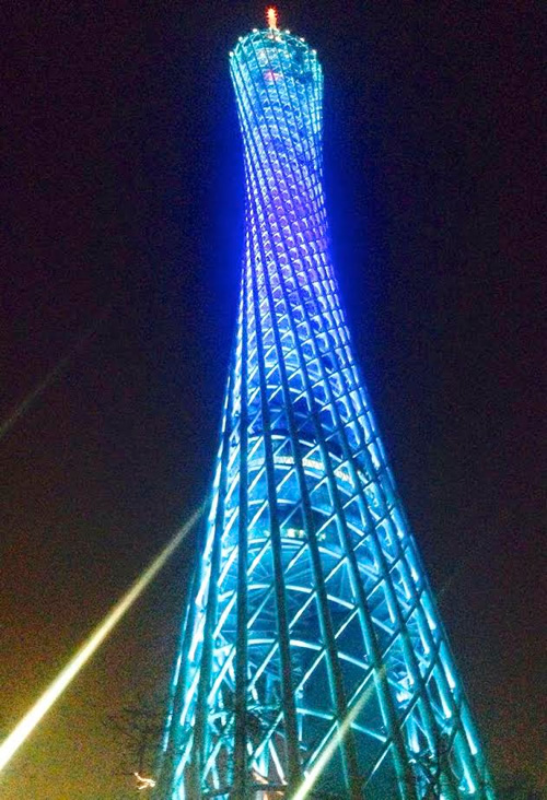 Ultra-modern Canton Tower, designed by a Dutch duo in Guangzhou, China.