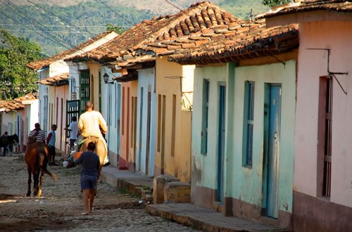 Cobblestone streets in Cuba.