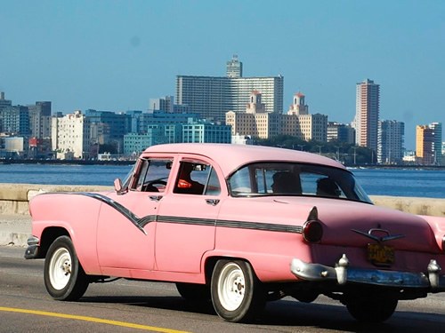 Driving in Malecon esplanade in Havana.