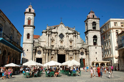 Restored cathedral in old Havana.