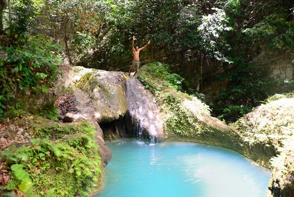 Our guide Juanin had just as much fun jumping into God's Pools.