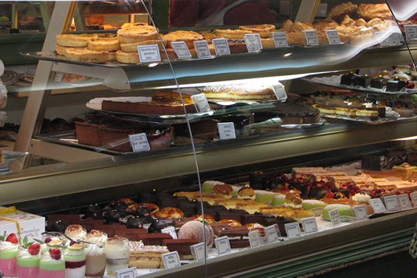 Pastry shops in Europe are often inexpensive, and also may offer quiches or other savory treats delicious for lunch.