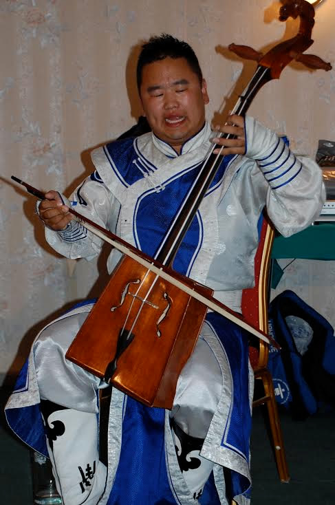 Fiddle band in Mongolia ger camp.