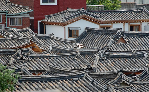 Roofs of Hanoks in Seoul.