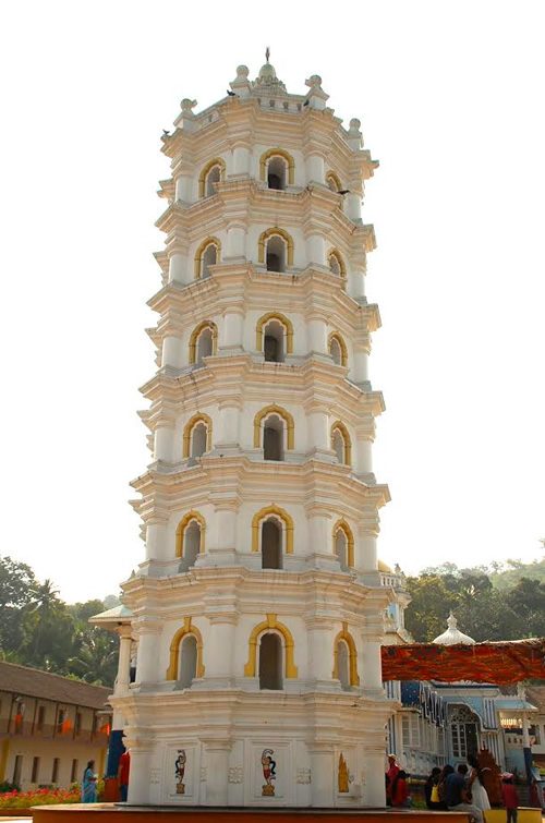 The lamp tower of the Shri Manguesh Temple near Ponda, Goa.
