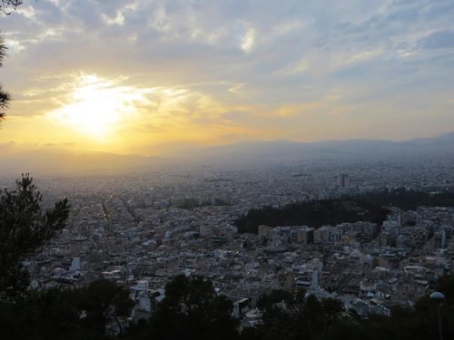 Egaleo Mountains Northeast and Athens below from Lycabettus.