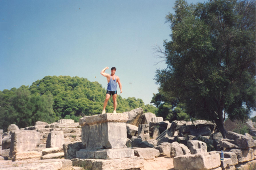 Being a travel show off in Olympia, Greece.