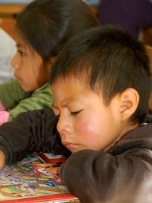 Guatemalan child learning.