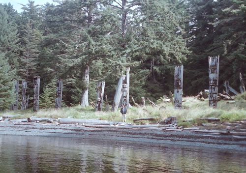 Author on totems of the Haida Nation in Canada.