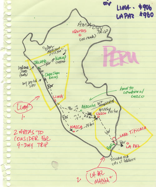 Robert Reid's Peru planning map.