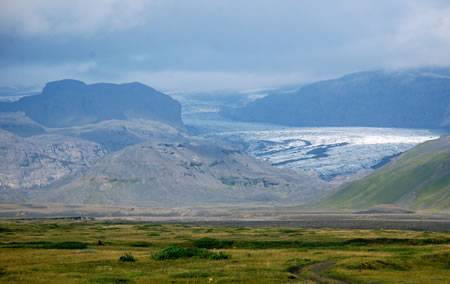 Glacier in the disaster area in Iceland.