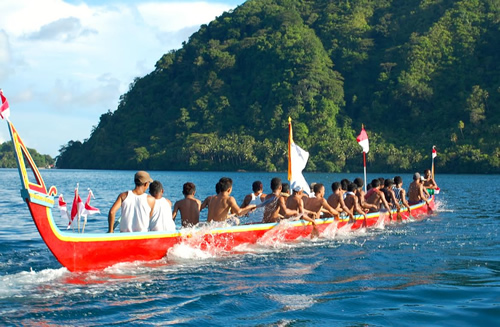 Canoe in Banda islands.