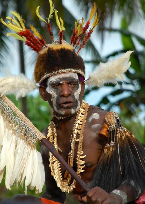 A local man dressed as warrior in West Papua.