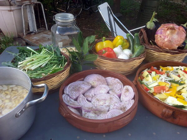 Fresh ingredients at the Cucina in Masseria cooking school in Italy.