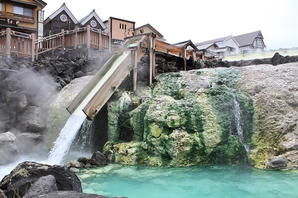 Hot springs at the Onsen in Kusatsu, Japan.