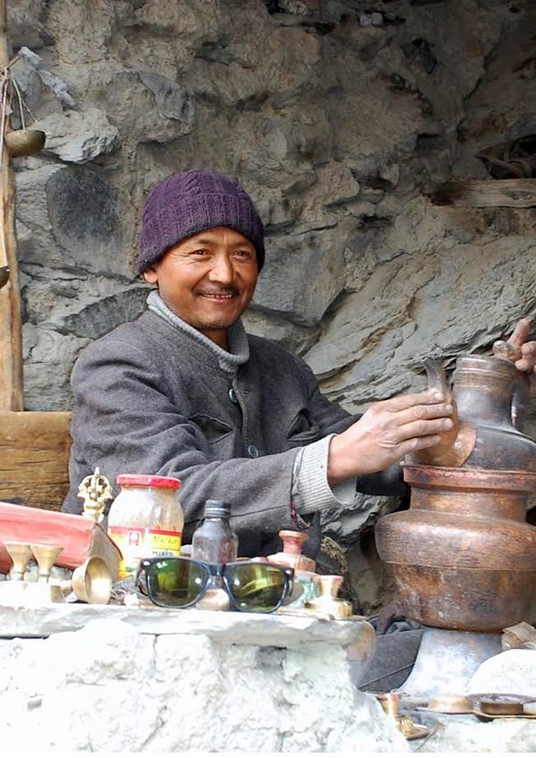 Coppersmith at work in Ladakh.