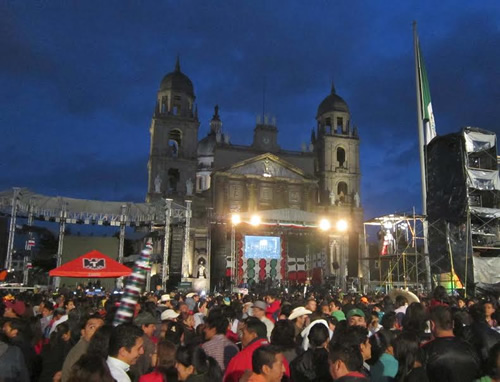 Stage in the center square of Toluca, Mexico.