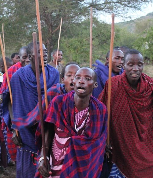 Maasai singing and dancing.