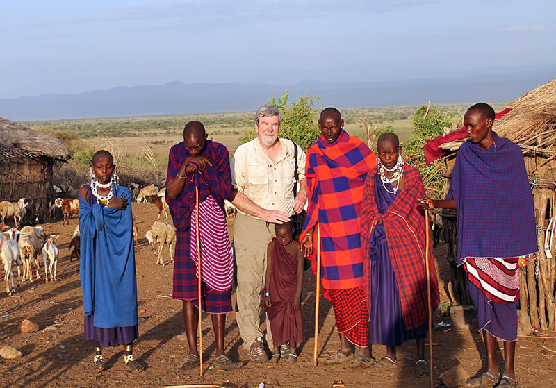 Author at Markus' boma (a family compound in a Maasai village). 
