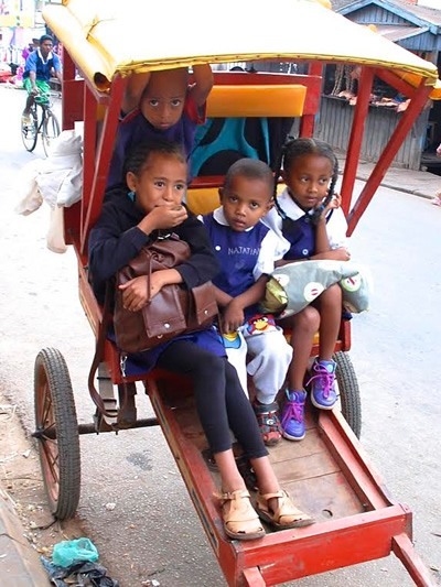 A "school bus" in Ambisotra, Madagascar.