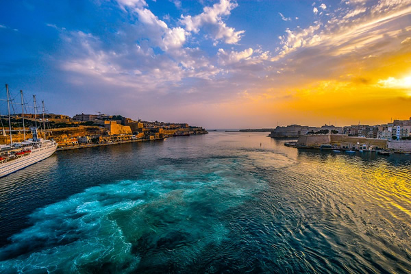 Harbor in Valletta, Malta.