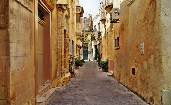 A backstreet in Valletta, Malta.
