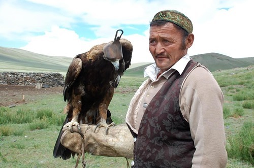 A Mongolian eagle hunter.