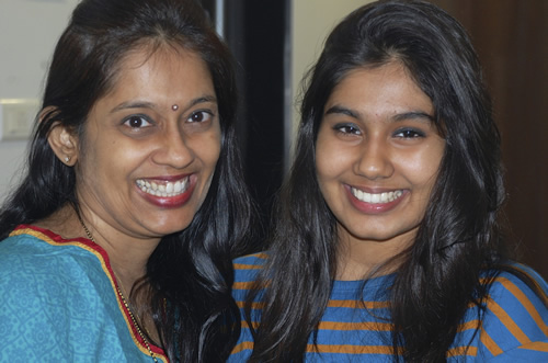My hostesses: Prerana Parnerkar and her daughter.