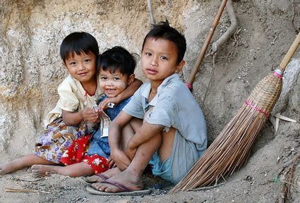 Children playing in Myanmar.