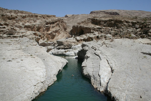 Oman water pools at Wadi Bani Khalid.