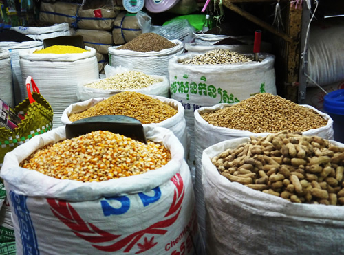 Spices at market in Phnom Penh, Cambodia.