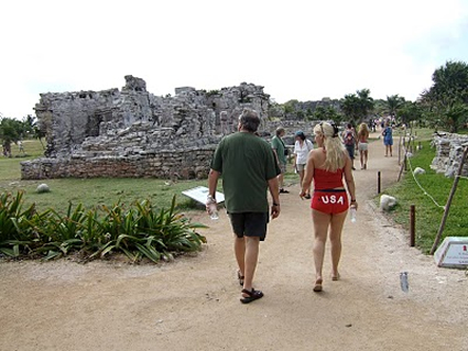 American tourists visiting Tulum, Mexico.