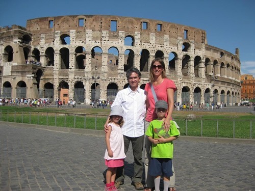 Author with family Roman Colosseum.